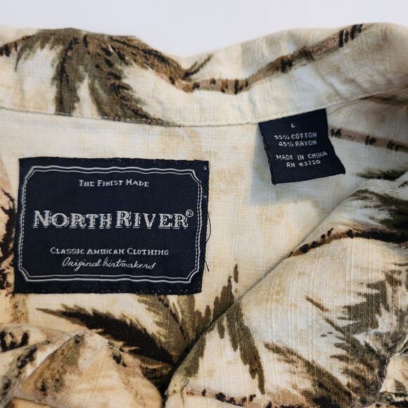 North River Men's Large Hawaiian Palm Tree Short Sleeve Shirt - Picture 4 of 4